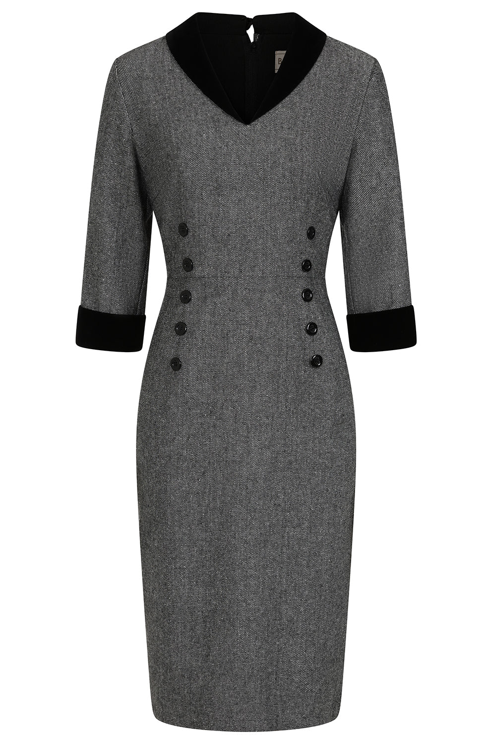 Grey Sylvia herringbone Pencil dress Rockin Bettie Grey Sylvia herringbone Pencil dress Rockin Bettie