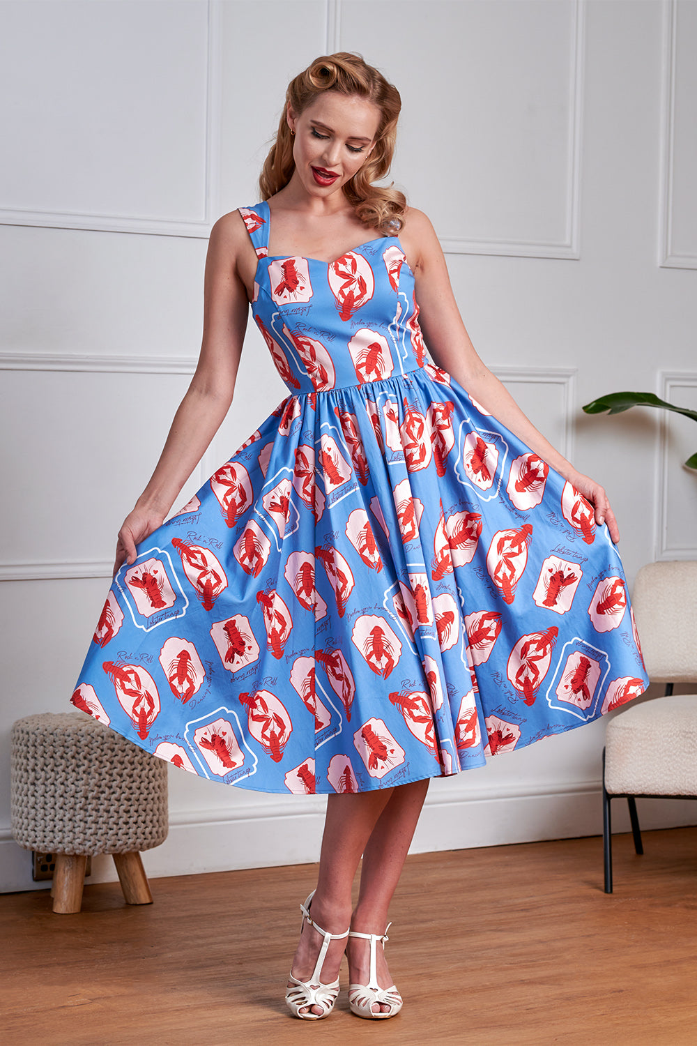 blue lobster dress Banned - Winnie Lobster Love Flare dress - S