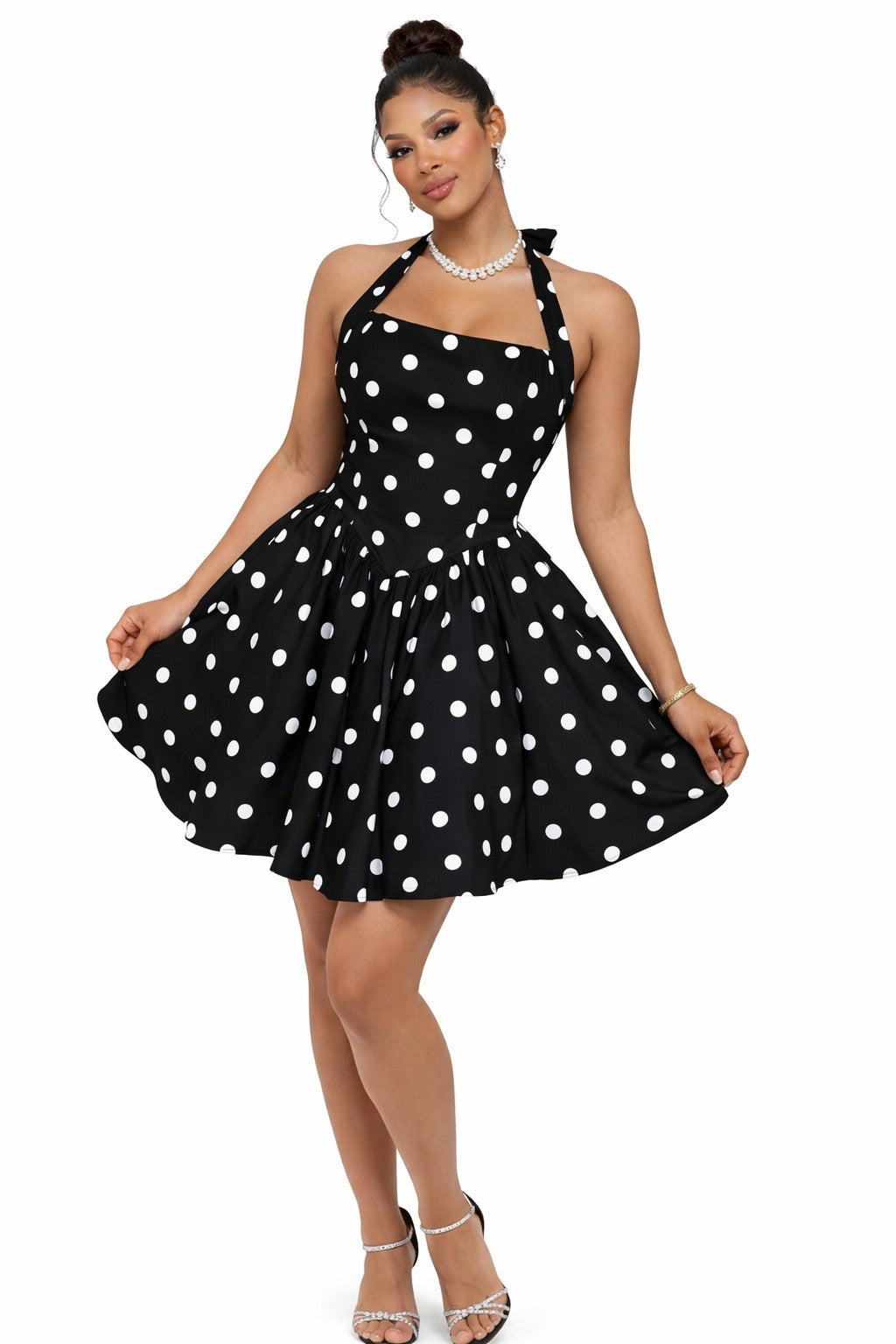 Polka dot halter mini bubble dress – Rockin Bettie