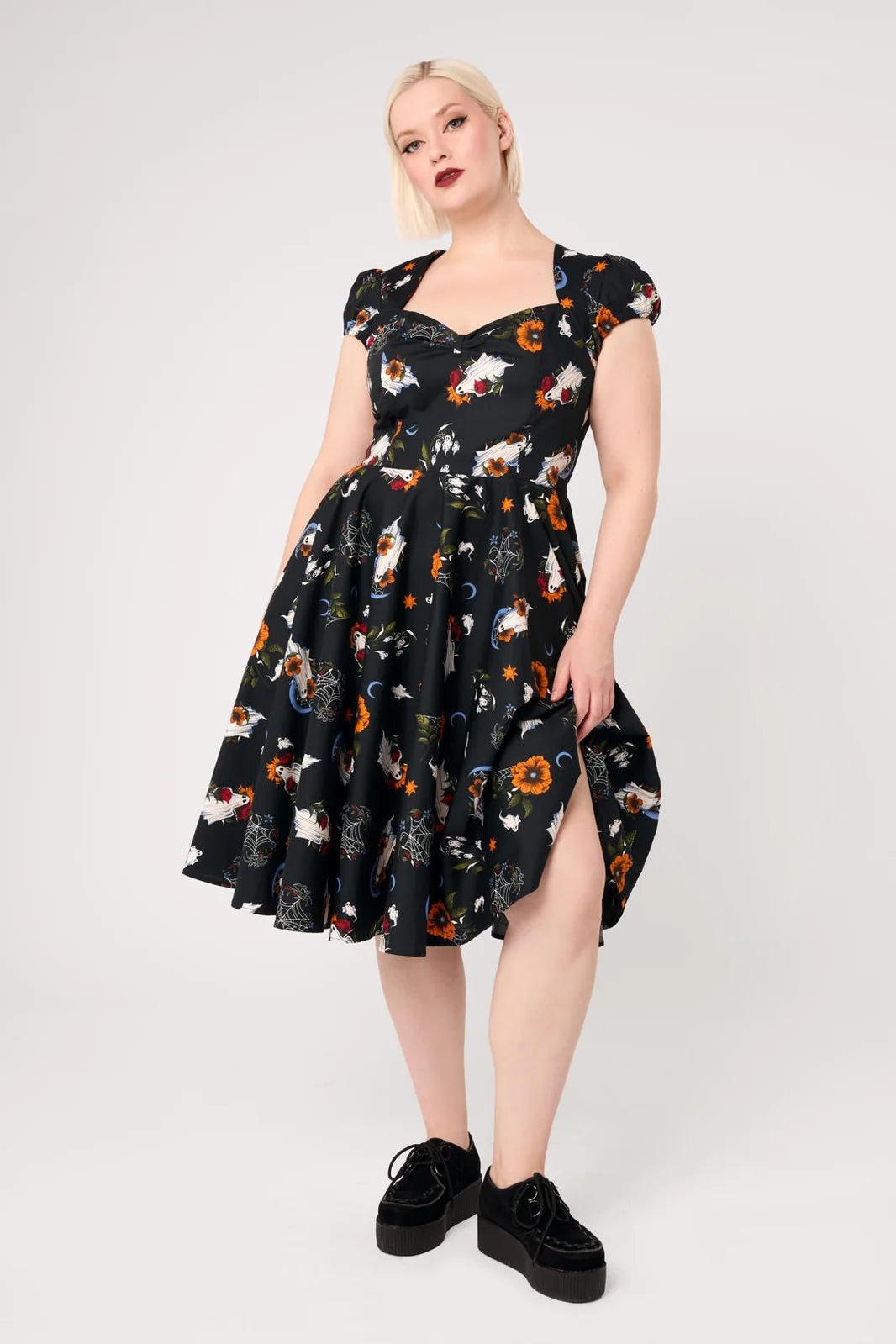 black dress orange flowers Ghost Flower 2 Piece Men Suits and a sculpting bodycon Chiffon Colors:Black 815 Strapless Fit & Flare