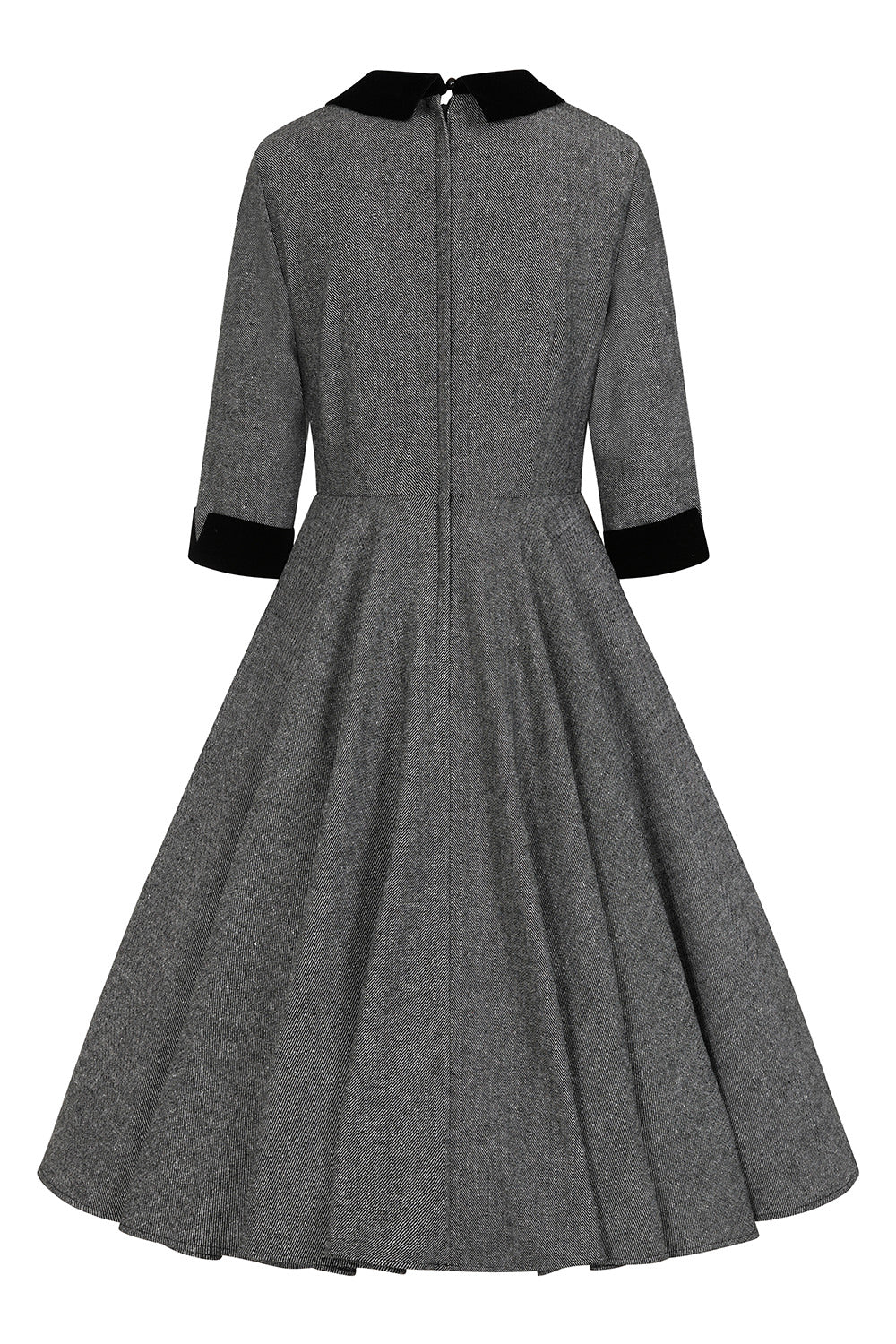 Grey Sylvia herringbone Swing dress