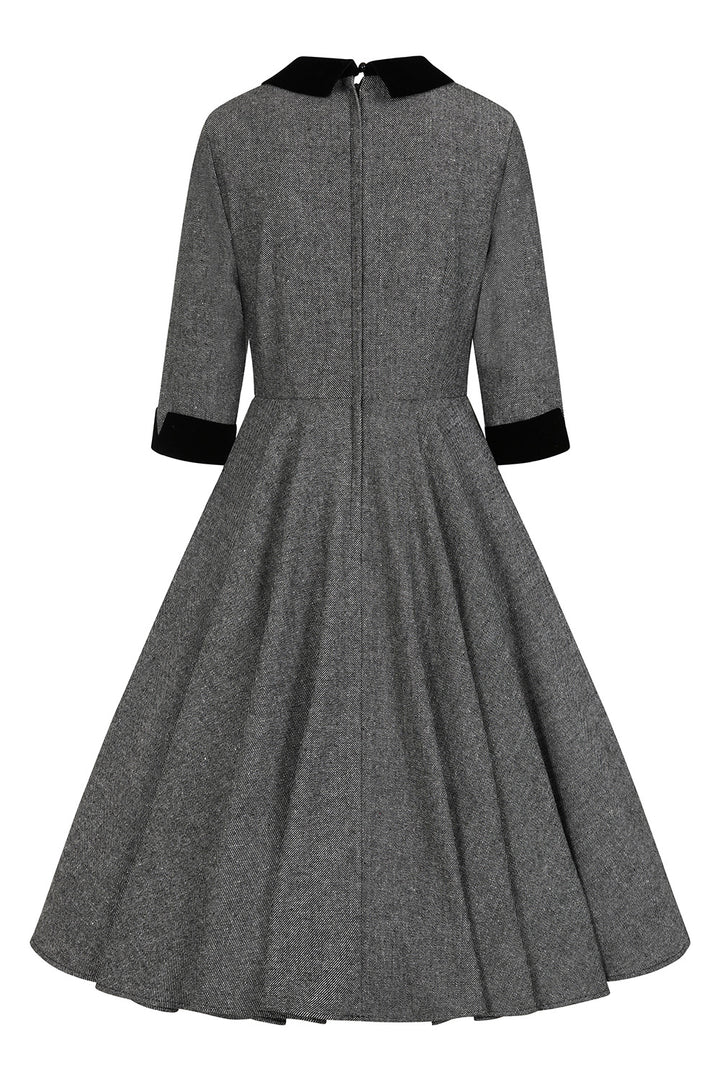 Grey Sylvia herringbone Swing dress
