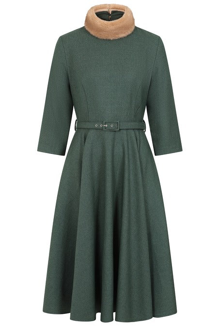slim fit dress slacks Green 1950s Daisy Mesh Swing Dress