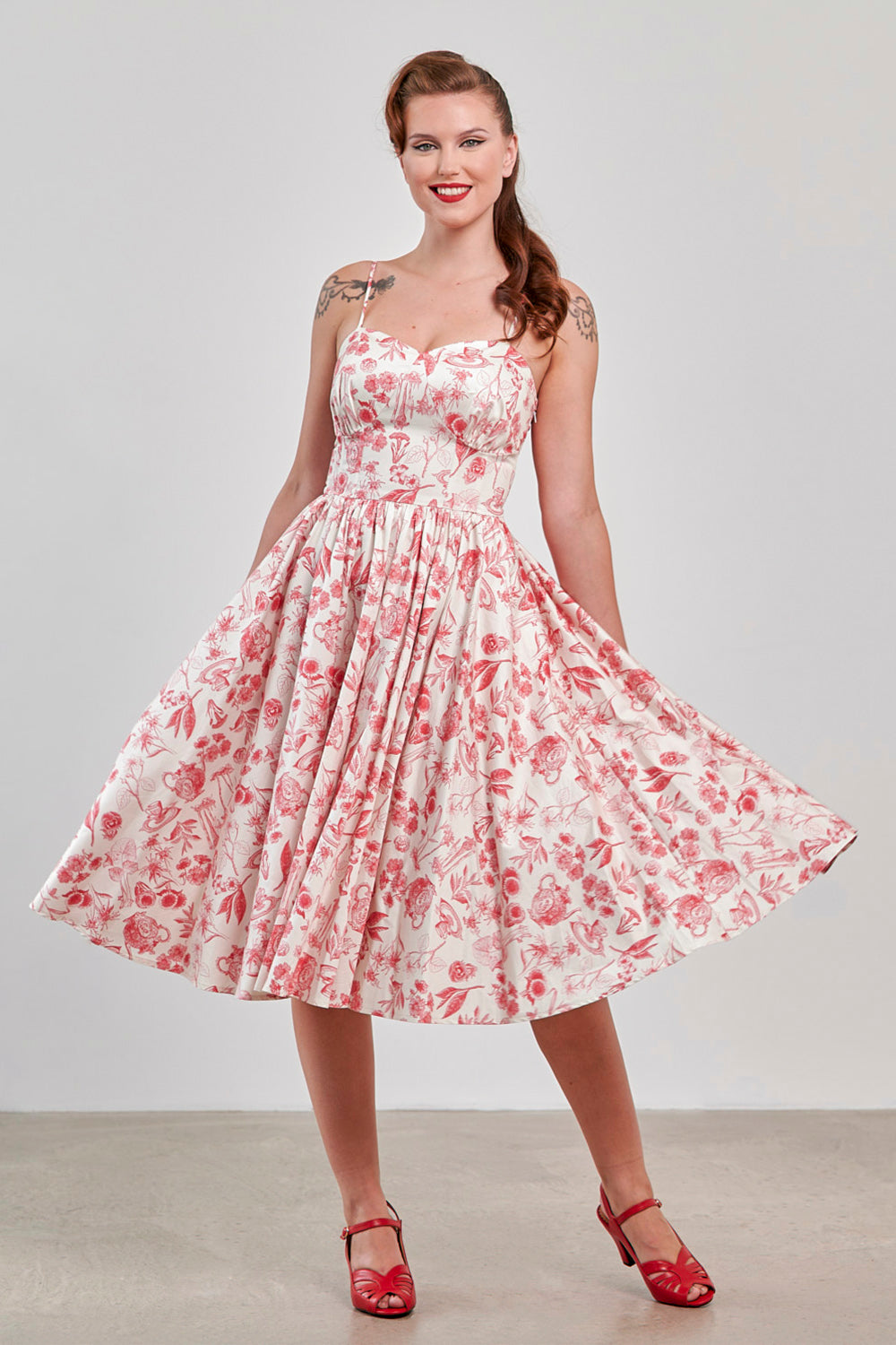 Cream Jeanie tea floral corset dress Rockin Bettie Cream Jeanie tea floral corset dress Rockin Bettie