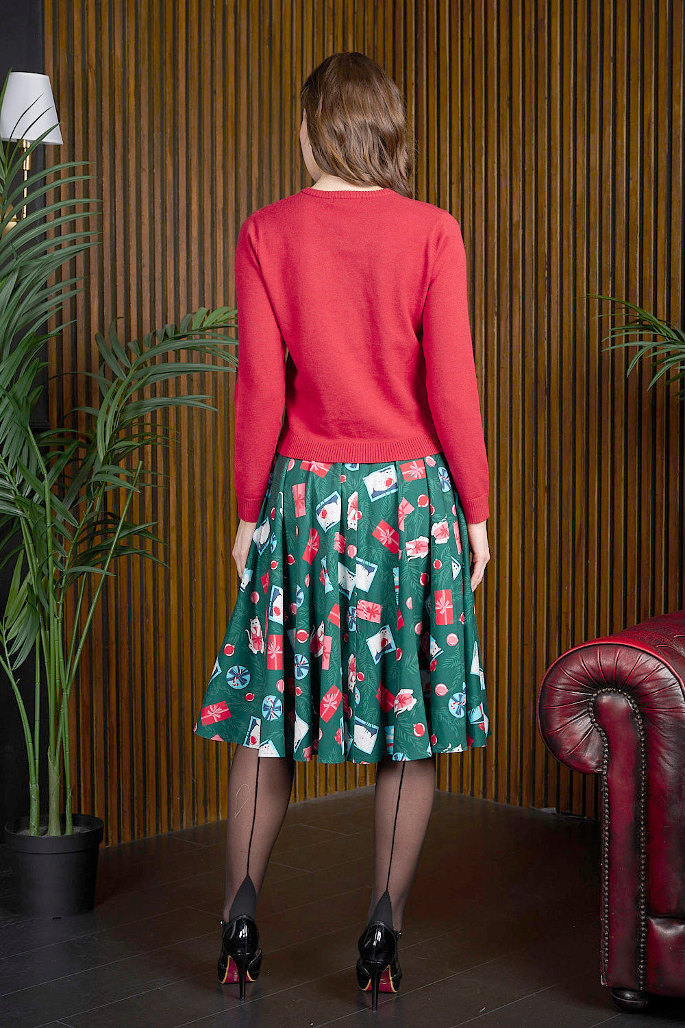 Red Angela cat cardigan