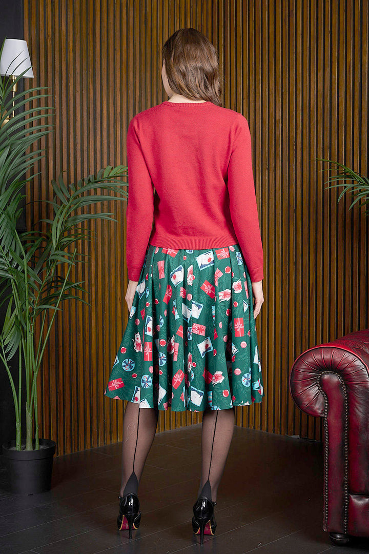 Red Angela cat cardigan