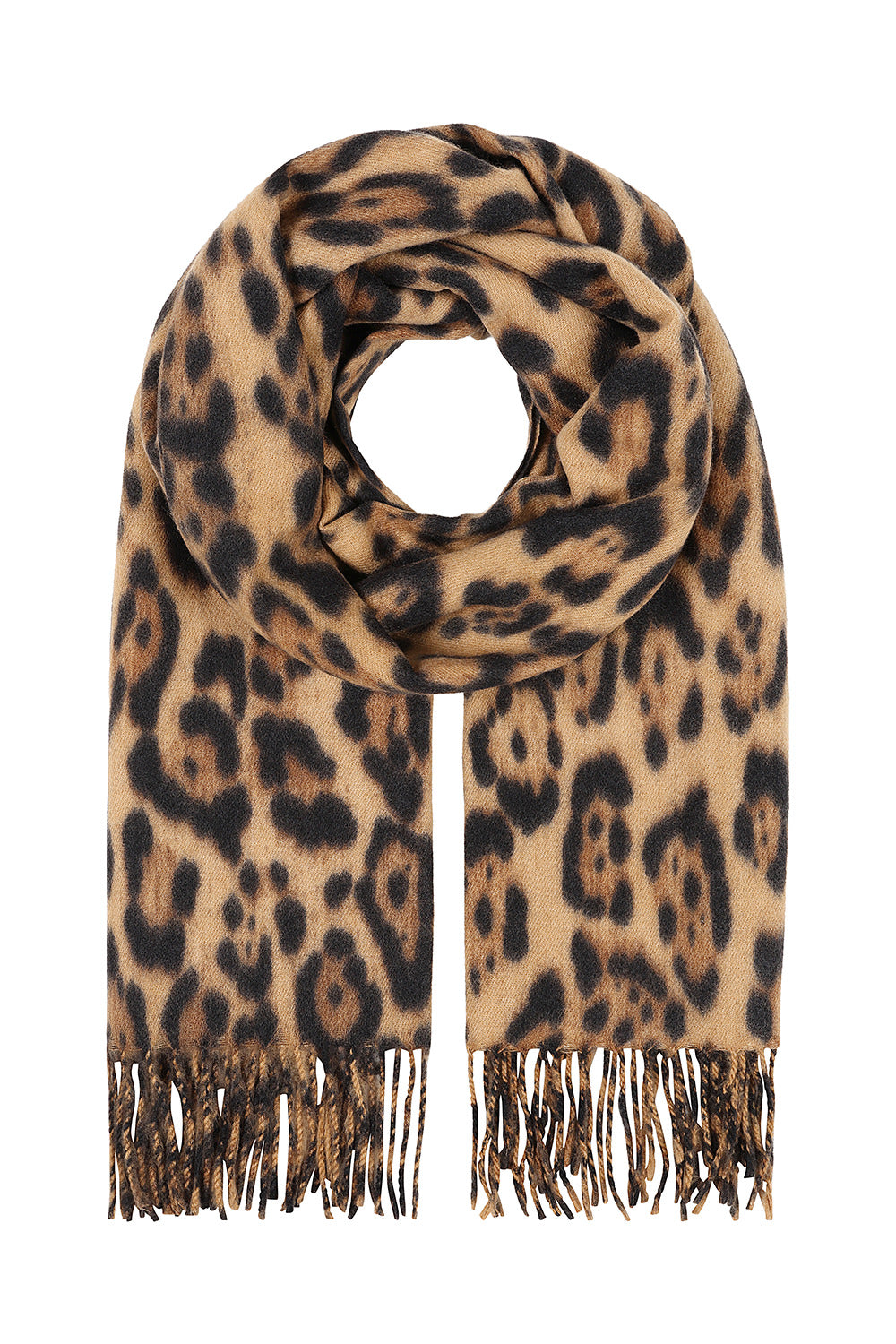 Brown LEONA Leopard Print Scarf