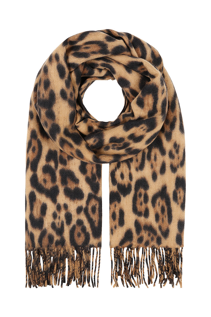 Brown LEONA Leopard Print Scarf