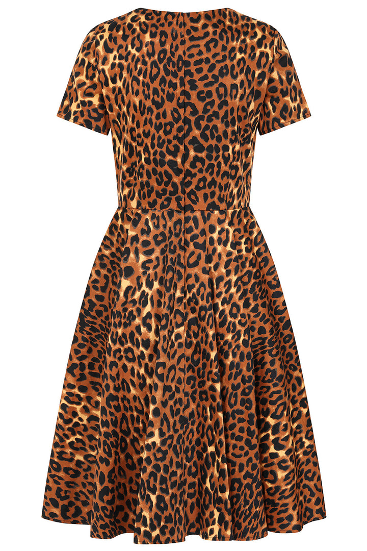 Brown DELLA LEOPARD DRESS