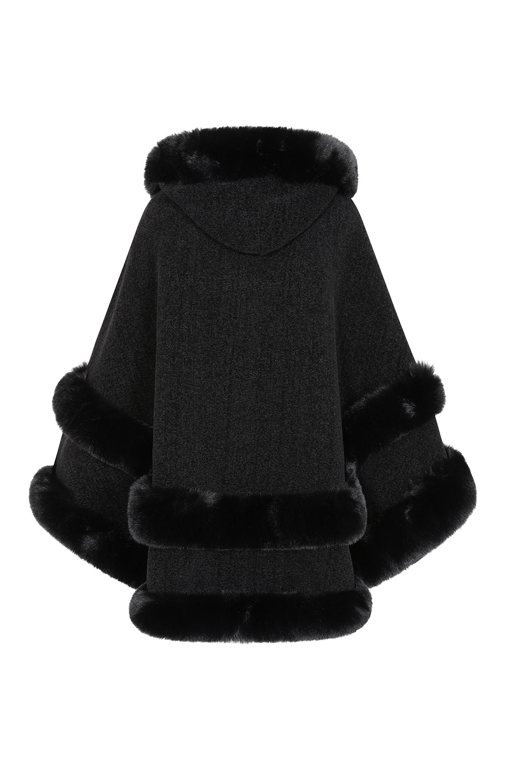Black ODILE Faux Fur Poncho