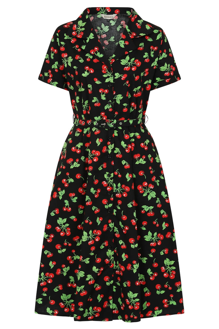 Black DARLA CHERRIES DRESS