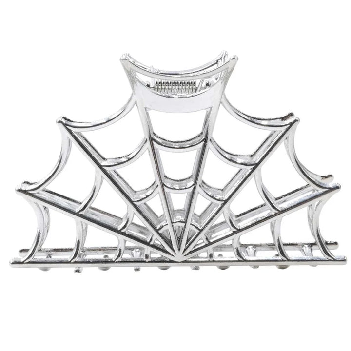 Spider Charm Web Claw Clip Silver