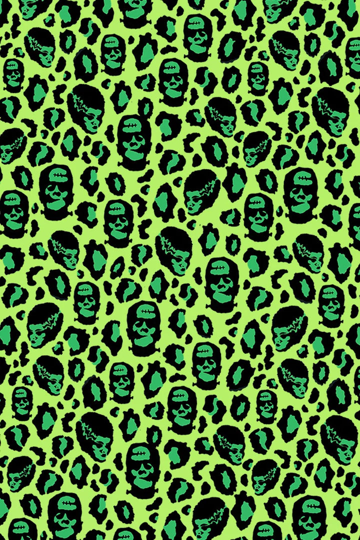 Franken-Leopard Green and Black Leopard Print Swing Dress