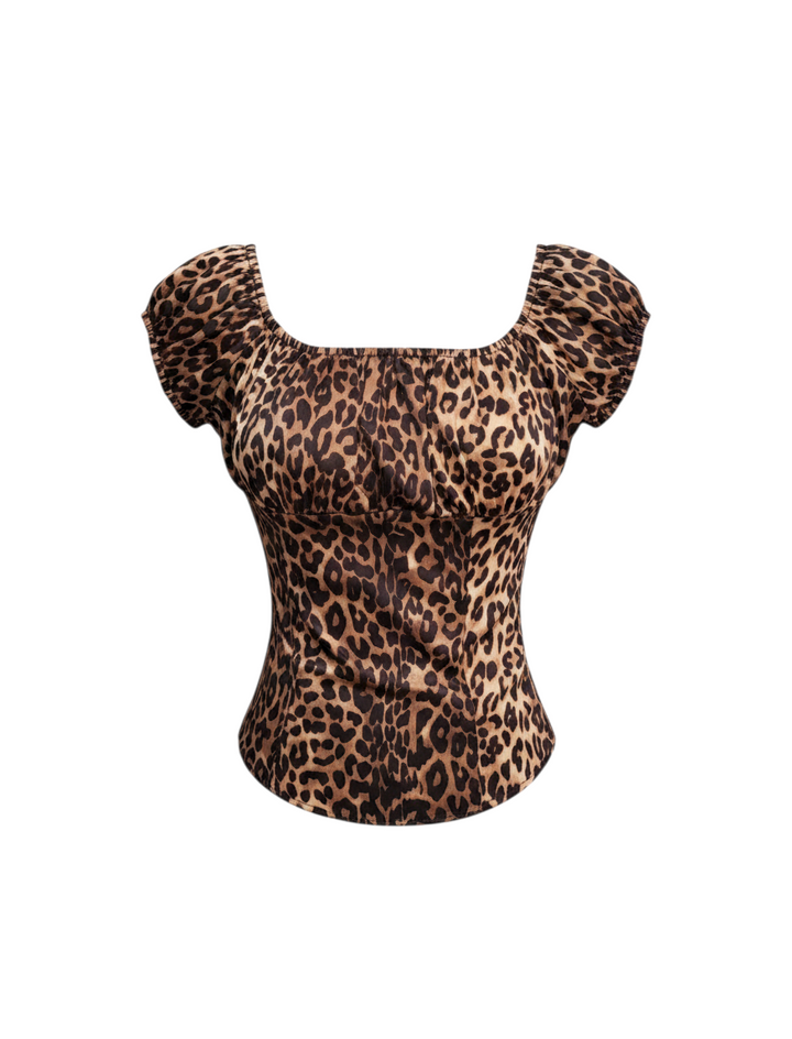 Leopard peasant top