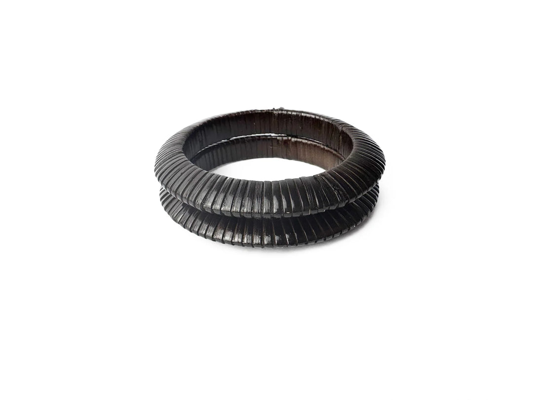 Dark Woven Spacer Bangle Pair