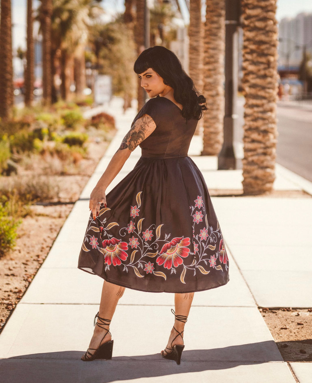 Custom Spanish Floral Border Print Dress Rockin Bettie Custom Spanish Floral Border Print Dress Rockin Bettie