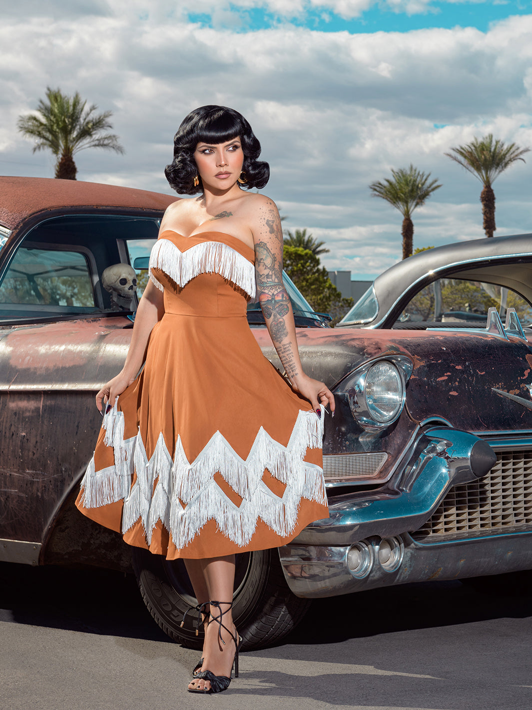 The El Cortez swing dress Honey Ginger – Rockin Bettie