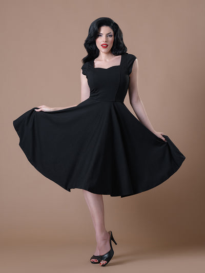 Cosmopolitan Swing Dress- Black