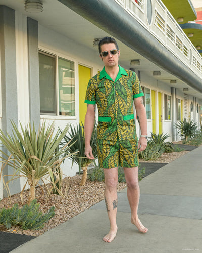 Cabana Set Button Down Shirt and Shorts in Tiger leaf